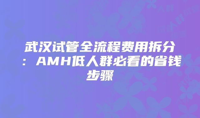武汉试管全流程费用拆分：AMH低人群必看的省钱步骤