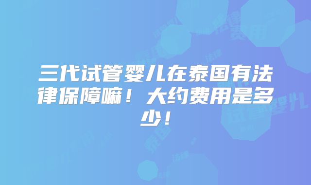 三代试管婴儿在泰国有法律保障嘛！大约费用是多少！