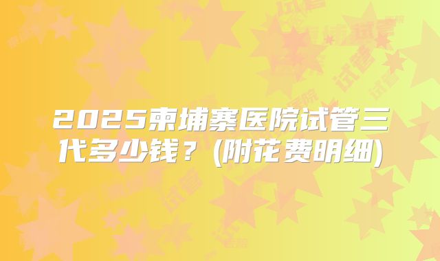 2025柬埔寨医院试管三代多少钱？(附花费明细)