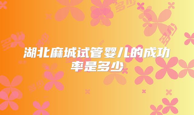 湖北麻城试管婴儿的成功率是多少