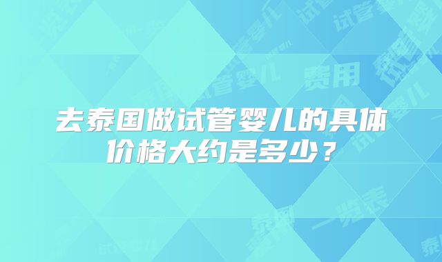 去泰国做试管婴儿的具体价格大约是多少?