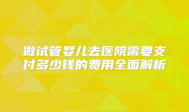 做试管婴儿去医院需要支付多少钱的费用全面解析