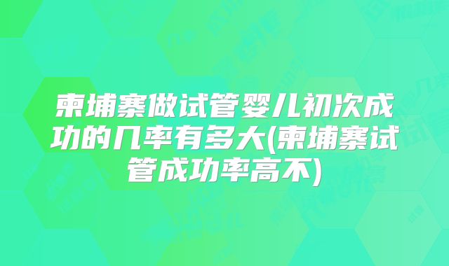 柬埔寨做试管婴儿初次成功的几率有多大(柬埔寨试管成功率高不)