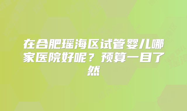 在合肥瑶海区试管婴儿哪家医院好呢？预算一目了然