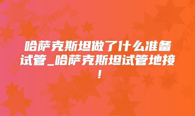 哈萨克斯坦做了什么准备试管_哈萨克斯坦试管地接！