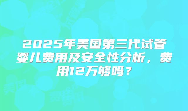 2025年美国第三代试管婴儿费用及安全性分析，费用12万够吗？