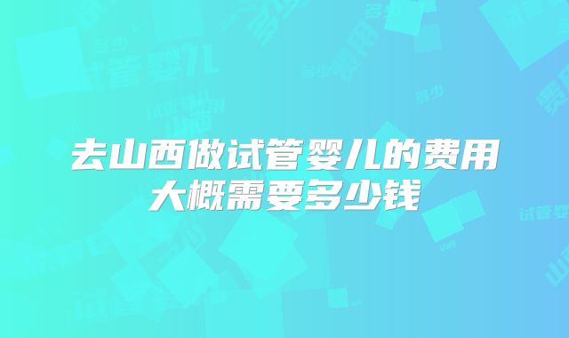 去山西做试管婴儿的费用大概需要多少钱