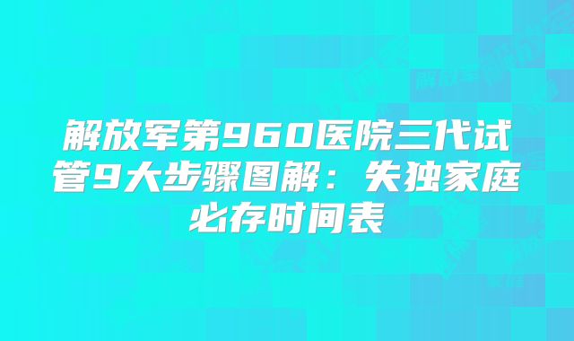 解放军第960医院三代试管9大步骤图解：失独家庭必存时间表