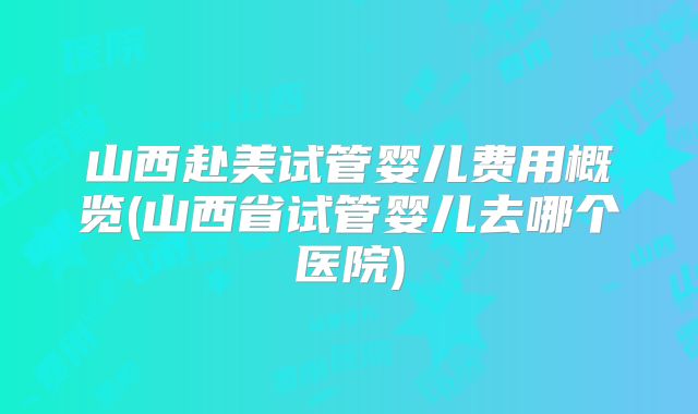 山西赴美试管婴儿费用概览(山西省试管婴儿去哪个医院)