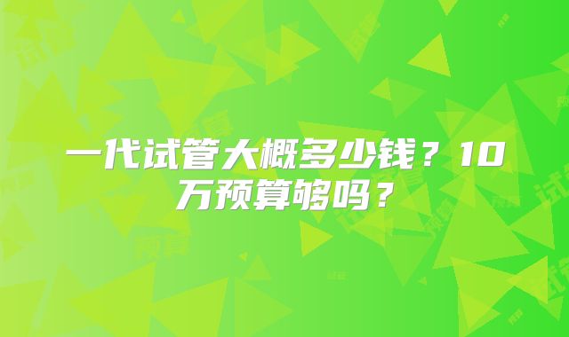 一代试管大概多少钱？10万预算够吗？
