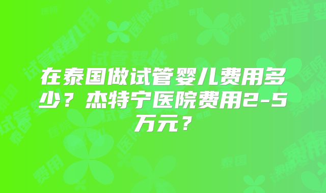 在泰国做试管婴儿费用多少？杰特宁医院费用2-5万元？