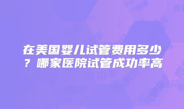 在美国婴儿试管费用多少？哪家医院试管成功率高