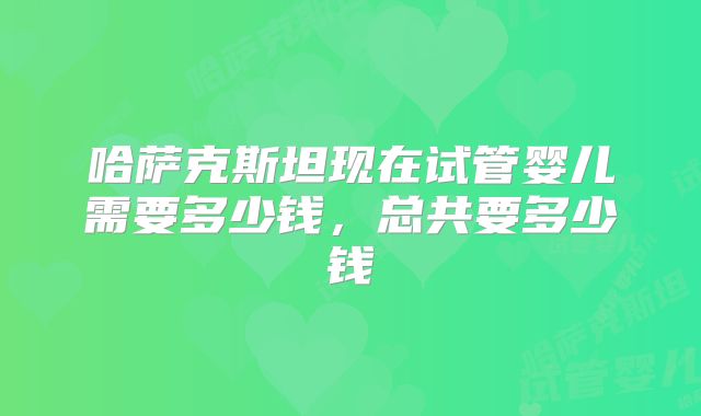 哈萨克斯坦现在试管婴儿需要多少钱，总共要多少钱
