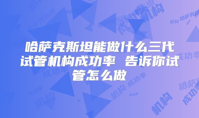 哈萨克斯坦能做什么三代试管机构成功率 告诉你试管怎么做