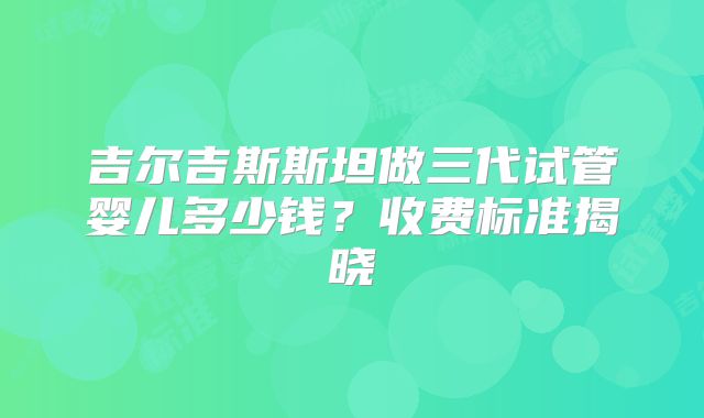 吉尔吉斯斯坦做三代试管婴儿多少钱？收费标准揭晓