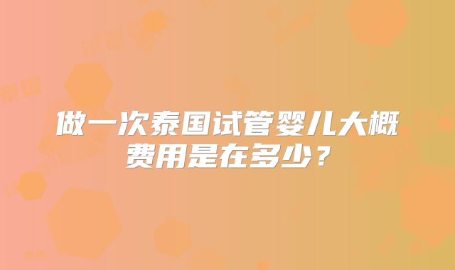 做一次泰国试管婴儿大概费用是在多少?