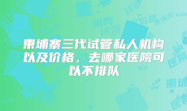柬埔寨三代试管私人机构以及价格，去哪家医院可以不排队