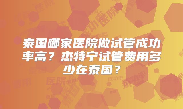 泰国哪家医院做试管成功率高？杰特宁试管费用多少在泰国？