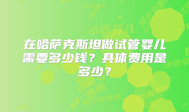 在哈萨克斯坦做试管婴儿需要多少钱？具体费用是多少？