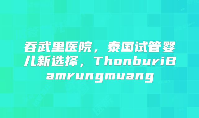 吞武里医院，泰国试管婴儿新选择，ThonburiBamrungmuang