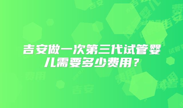 吉安做一次第三代试管婴儿需要多少费用？