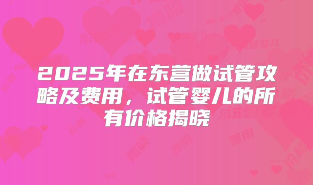 2025年在东营做试管攻略及费用，试管婴儿的所有价格揭晓