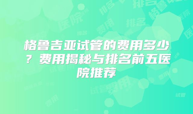 格鲁吉亚试管的费用多少？费用揭秘与排名前五医院推荐