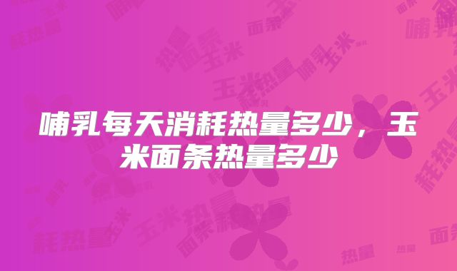 哺乳每天消耗热量多少，玉米面条热量多少