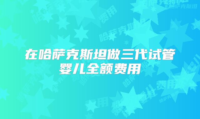 在哈萨克斯坦做三代试管婴儿全额费用