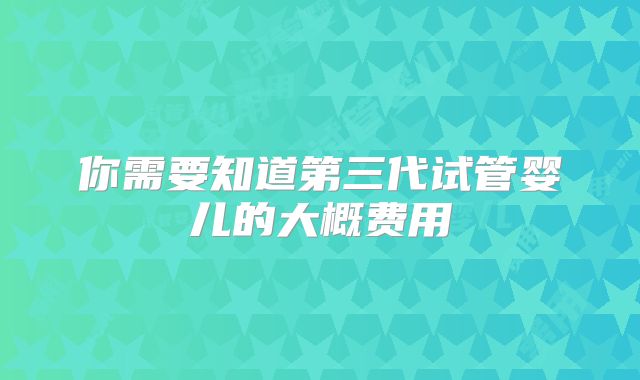你需要知道第三代试管婴儿的大概费用