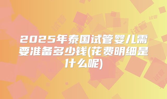2025年泰国试管婴儿需要准备多少钱(花费明细是什么呢)