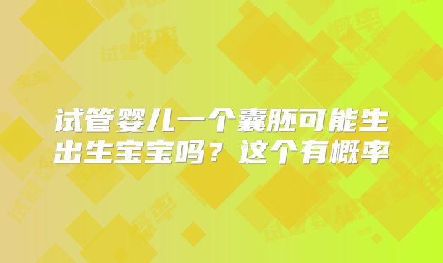 试管婴儿一个囊胚可能生出生宝宝吗？这个有概率