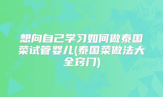 想向自己学习如何做泰国菜试管婴儿(泰国菜做法大全窍门)