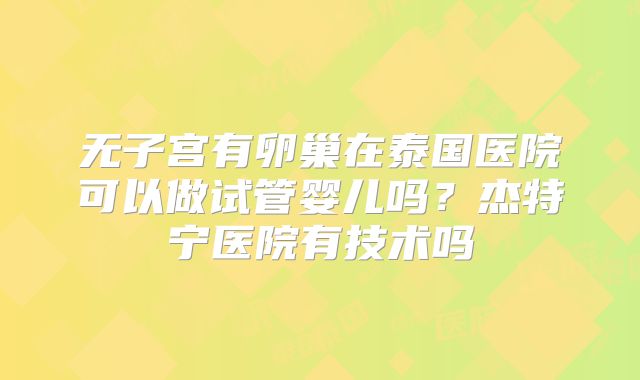 无子宫有卵巢在泰国医院可以做试管婴儿吗？杰特宁医院有技术吗