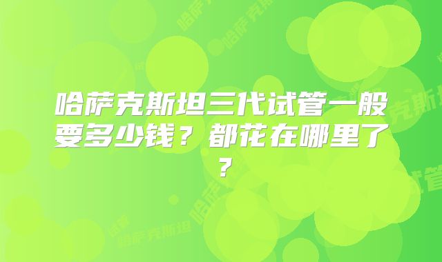 哈萨克斯坦三代试管一般要多少钱？都花在哪里了？