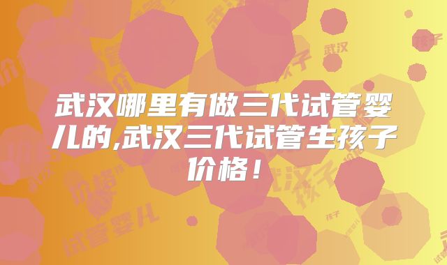 武汉哪里有做三代试管婴儿的,武汉三代试管生孩子价格！