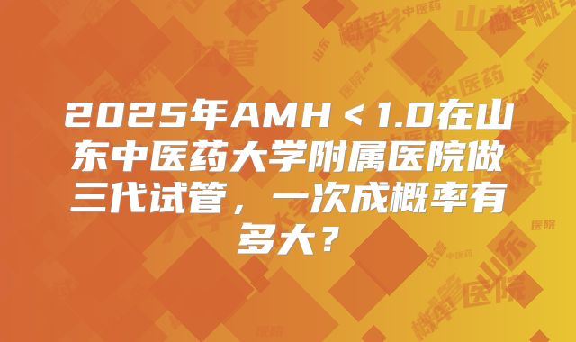 2025年AMH＜1.0在山东中医药大学附属医院做三代试管，一次成概率有多大？