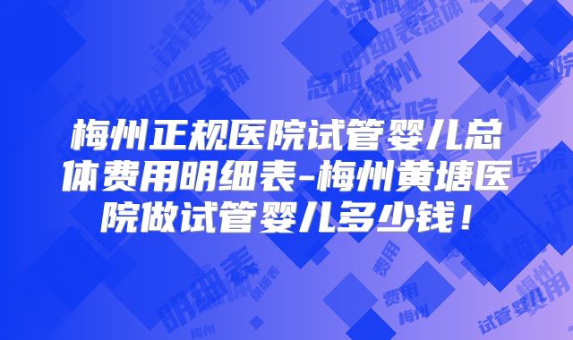 梅州正规医院试管婴儿总体费用明细表-梅州黄塘医院做试管婴儿多少钱!
