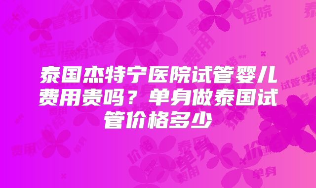 泰国杰特宁医院试管婴儿费用贵吗？单身做泰国试管价格多少