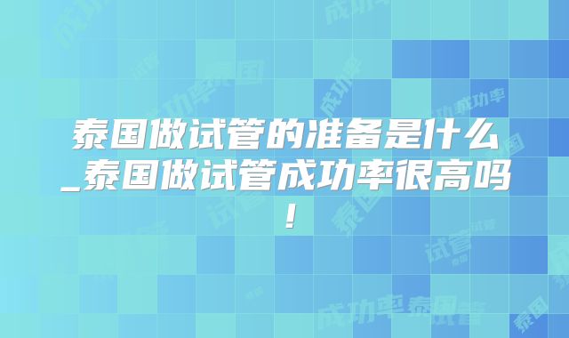 泰国做试管的准备是什么_泰国做试管成功率很高吗!