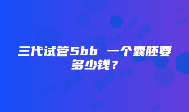 三代试管5bb 一个囊胚要多少钱？