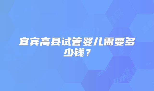 宜宾高县试管婴儿需要多少钱？