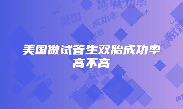 美国做试管生双胎成功率高不高