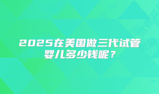 2025在美国做三代试管婴儿多少钱呢？