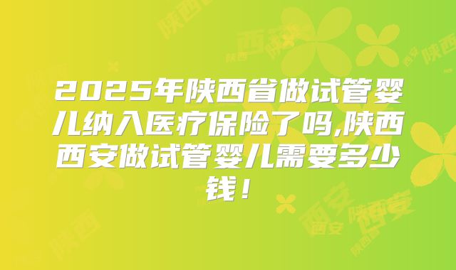 2025年陕西省做试管婴儿纳入医疗保险了吗,陕西西安做试管婴儿需要多少钱！