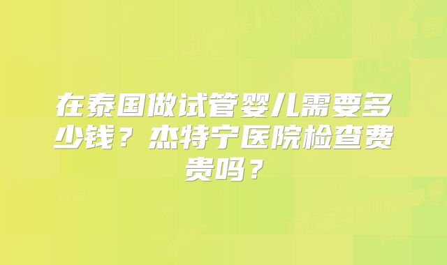在泰国做试管婴儿需要多少钱？杰特宁医院检查费贵吗？