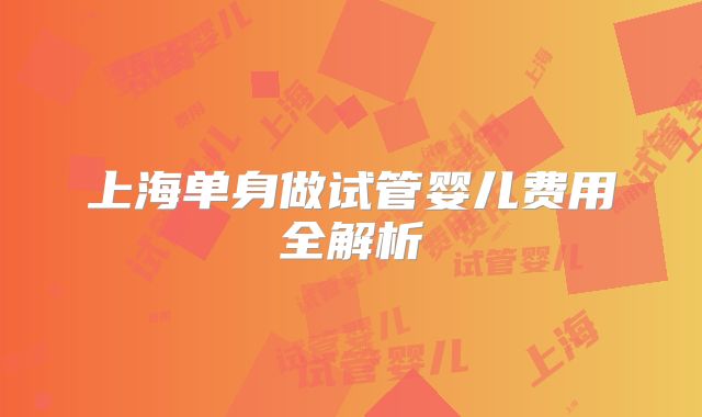 上海单身做试管婴儿费用全解析