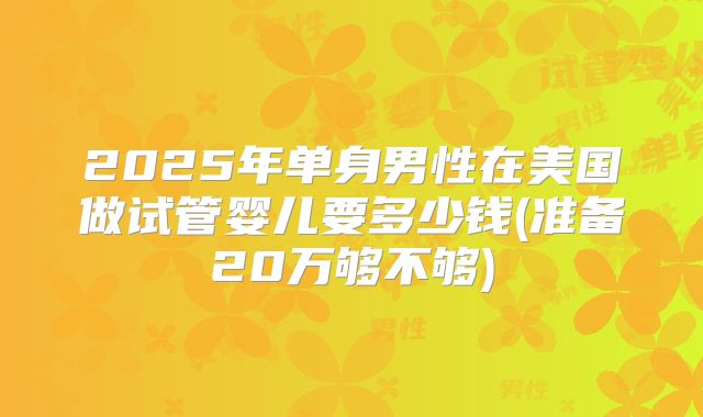2025年单身男性在美国做试管婴儿要多少钱(准备20万够不够)