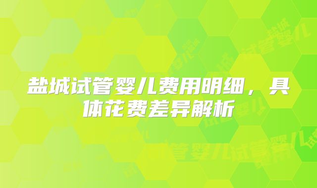 盐城试管婴儿费用明细，具体花费差异解析