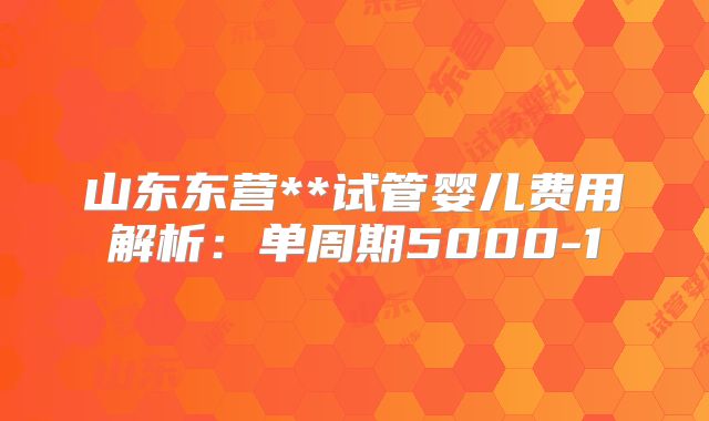 山东东营**试管婴儿费用解析：单周期5000-1